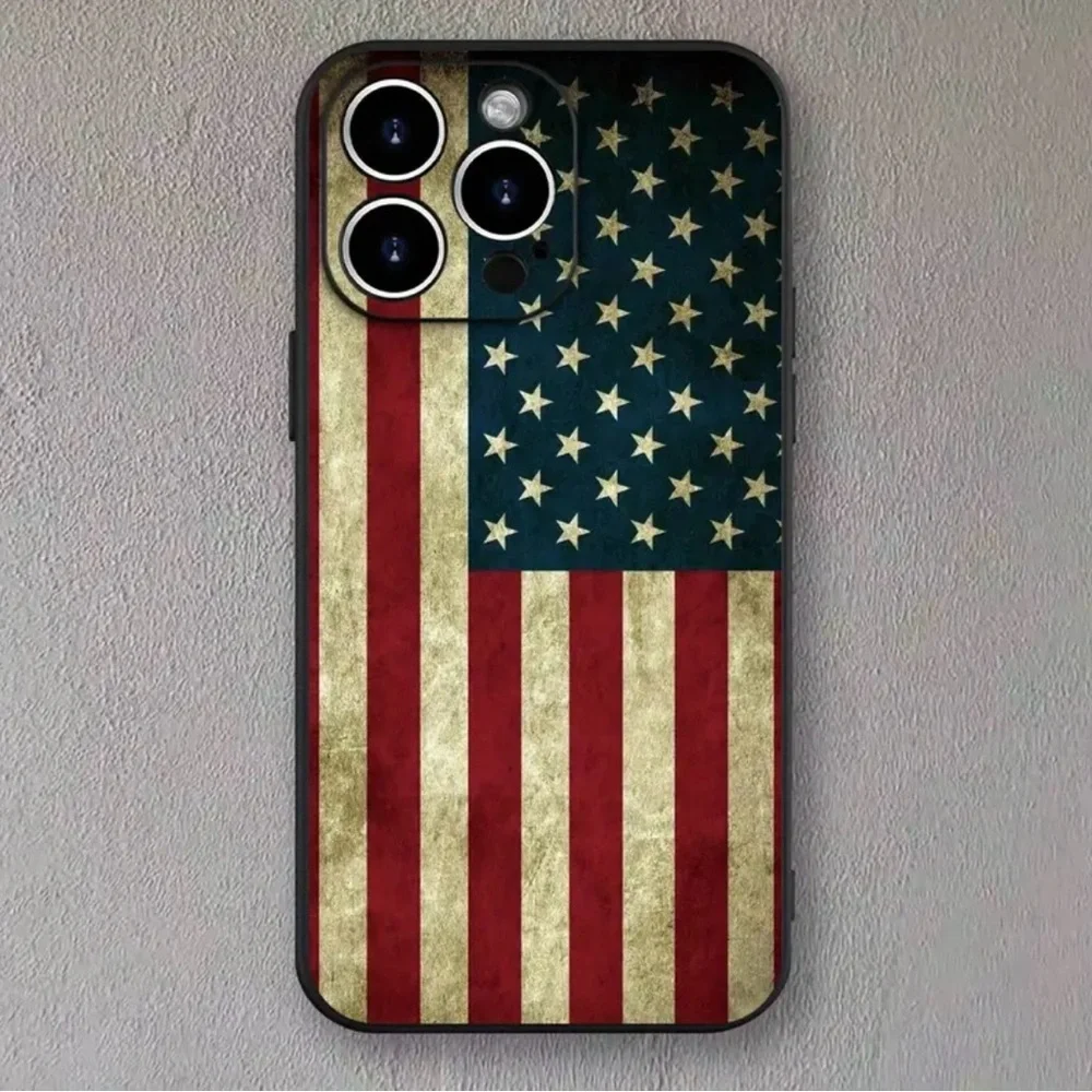 iPhone Phone Case American Flag Black TPU Shockproof Case